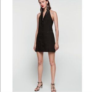 Zara Tuxedo Shawl Collar Halter Neck Satin Dress